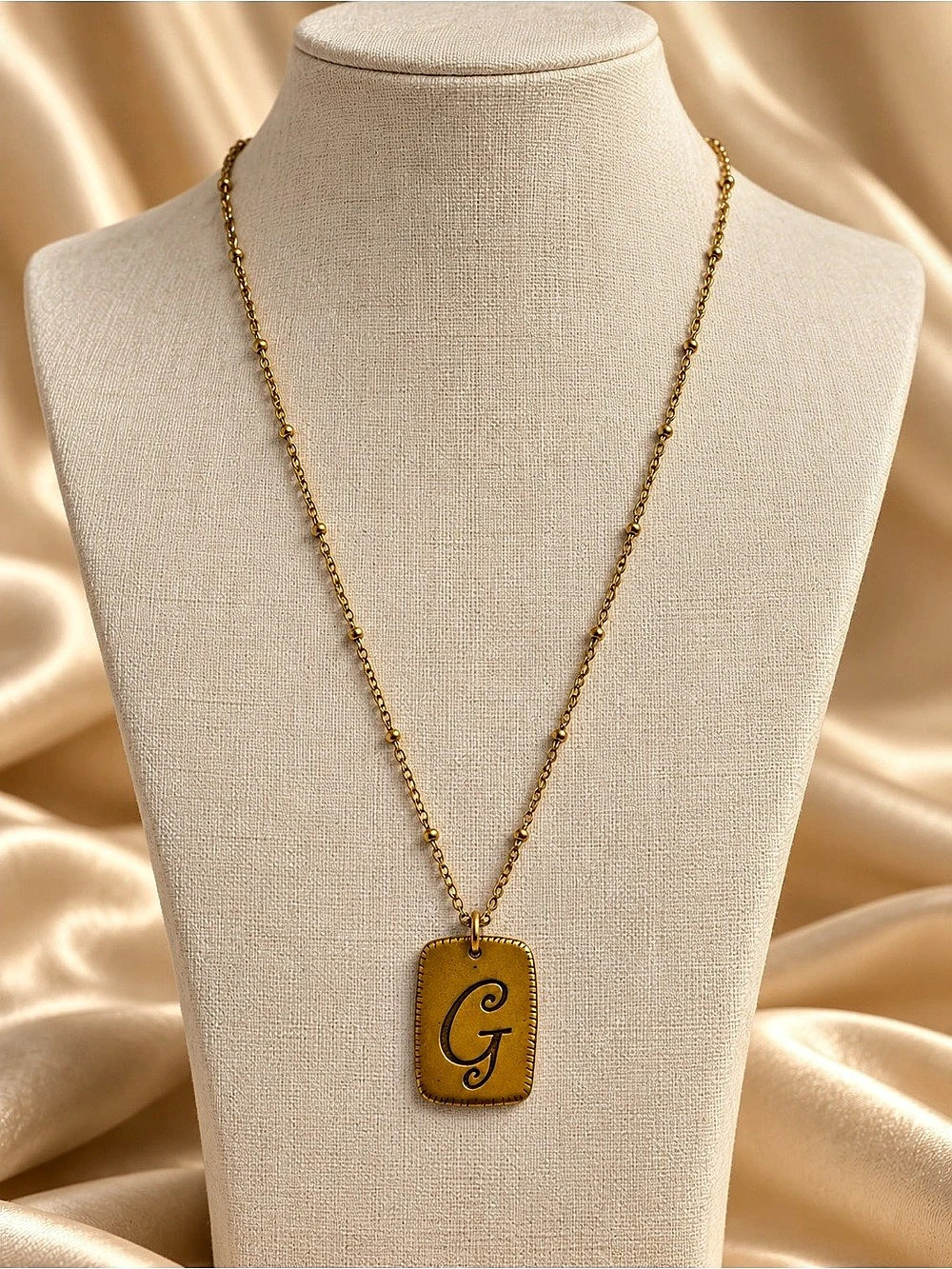 G Initial Paperclip Pendant Necklace Gold 283